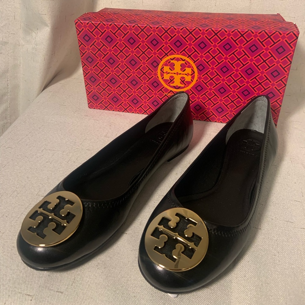 TORY BURCH Minnie Travel Ballet 🖤 Black with Gold Hardware